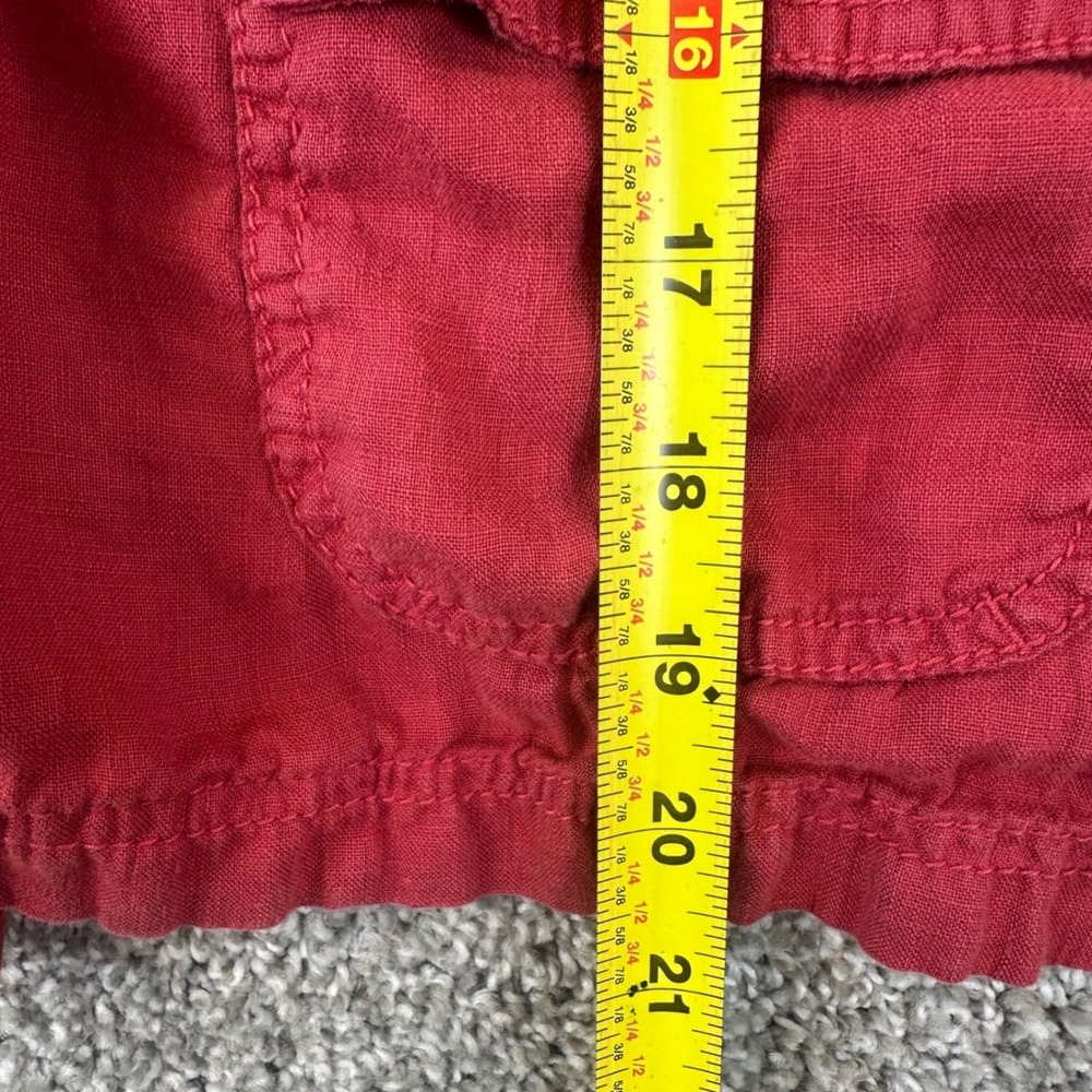 Caslon Utility Jacket Women's M Red 100% Linen Button Front Fisherman Lagenlook - Picture 6 of 7